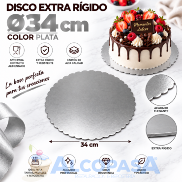 DISCO DE CARTÓN PLATA EXTRA RÍGIDO Ø34cm (Ud)