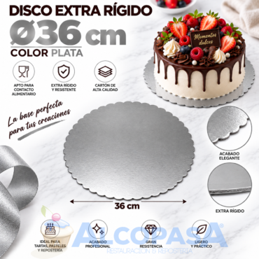 DISCO DE CARTÓN PLATA EXTRA RÍGIDO Ø36cm (Ud)