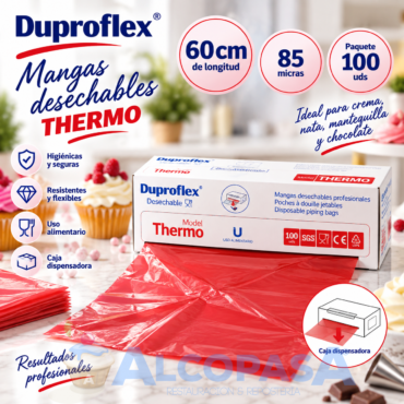 MANGAS DESECHABLES THERMO ROJA 60cm (CAJA 100Uds)