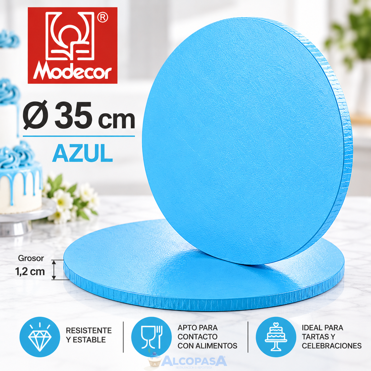 PLATO RECUBIERTO DE ALUMINIO "AZUL" Ø35cm (Ud)