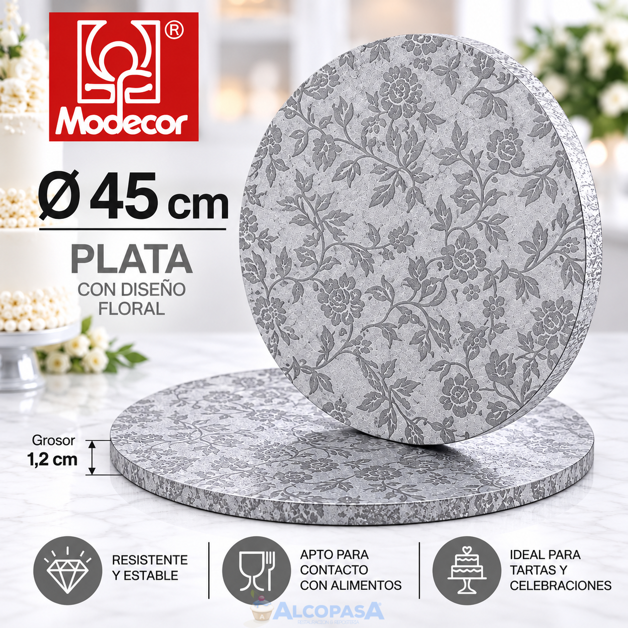 PLATO RECUBIERTO DE ALUMINIO Ø45CM (Ud)