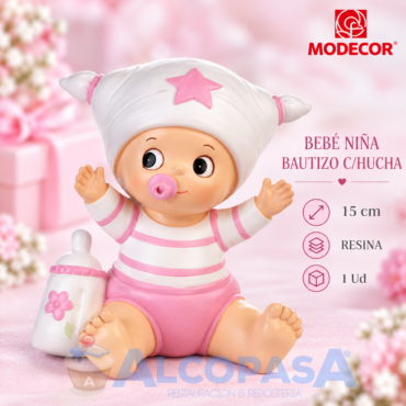 BEBE NIÑA BAUTIZO C/ HUCHA 26949B (Ud)