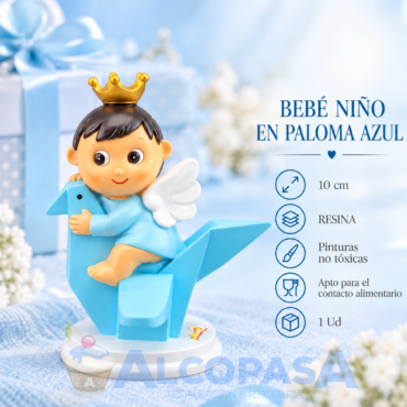 BEBÉ PALOMITA AZUL RESINA 10cm (Ud)