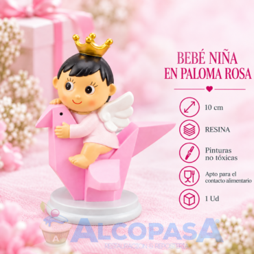 BEBÉ PALOMITA ROSA RESINA 10cm (Ud)