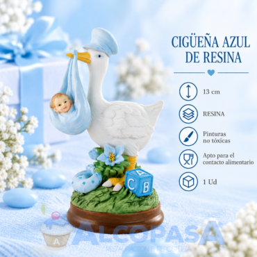 CIGUEÑA CELESTE RESINA 13 CMS (Ud)