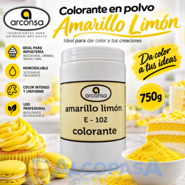 COLORANTE EN POLVO AMARILLO LIMON (BOTE 750g)