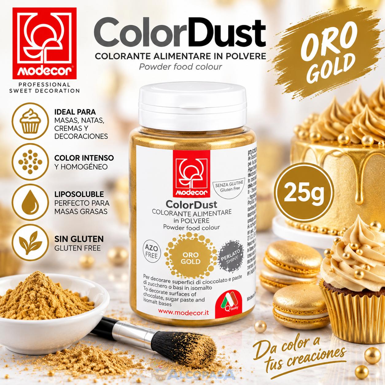 COLORANTE EN POLVO ORO PERLADO (BOTE 25g) 23615