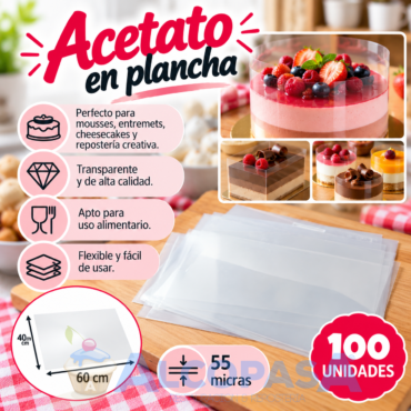 LAMINAS ACETATO 40X60cm 55 micras (Paquete 100Uds)