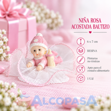 NIÑA ROSA ACOSTADA BAUTIZO 26110B (Ud)