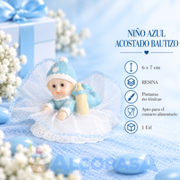 NIÑO AZUL ACOSTADO BAUTIZO 26110C (Ud)