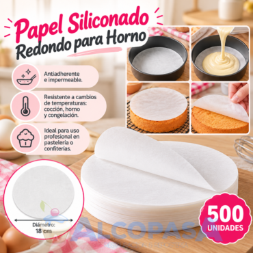 PAPEL HORNO SILICONADO BLANCO Ø18cm (PAQ. 500Uds)