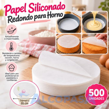 PAPEL HORNO SILICONADO BLANCO Ø20cm (PAQ. 500Uds)