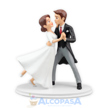 PAREJA DE NOVIOS BAILANDO RESINA MORENA 17cm (Ud)