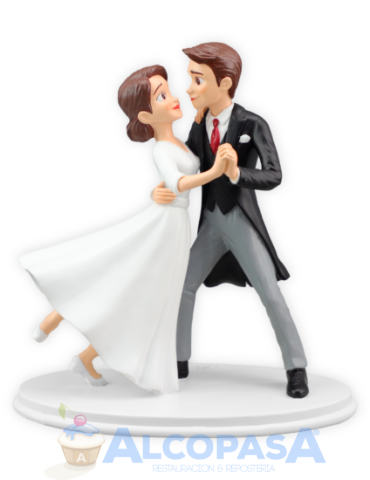 PAREJA DE NOVIOS BAILANDO RESINA MORENA 17cm (Ud)