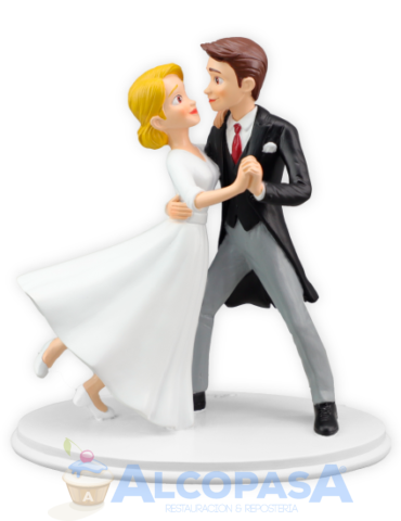 PAREJA DE NOVIOS BAILANDO RESINA RUBIA 17cm (Ud)