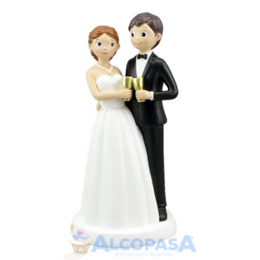 PAREJA DE NOVIOS BRINDIS RESINA 17cm (Ud)