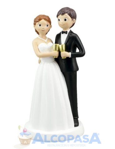PAREJA DE NOVIOS BRINDIS RESINA 17cm (Ud)