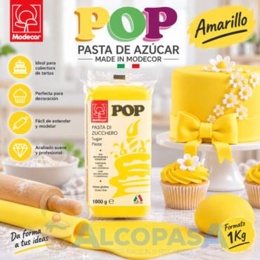 FONDANT AMARILLO POP (BLOQUE 1Kg)
