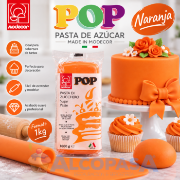 FONDANT NARANJA POP (BLOQUE 1Kg)