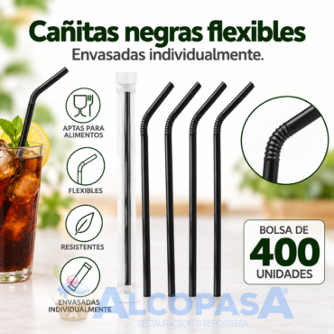 CAÑITAS GIRATORIAS NEGRAS ENVASADA (BOLSA 400Uds)