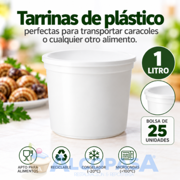 TARRINAS DE PLÁSTICO 1000cc (BOLSA 25Uds)