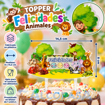 TOPPER "FELICIDADES ANIMALES" (Ud)
