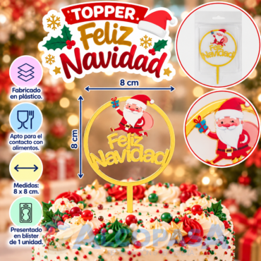 TOPPER "FELIZ NAVIDAD ORO" (Ud)