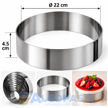 MOLDE ARO INOX. Ø22x4.5 cm (Ud)