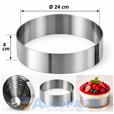 MOLDE ARO INOX. Ø24x4 cm (Ud)