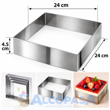 MOLDE CUADRADO INOX. 24x4,5 cm (Ud)