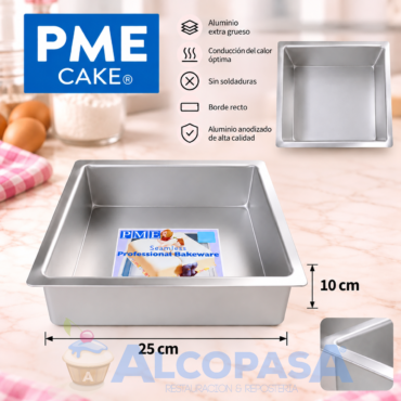MOLDE PARA BIZCOCHO "PME" 25x25x10cm (Ud)