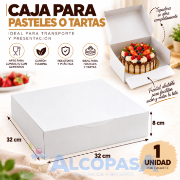 CAJAS CUADRADAS BLANCAS 32x32x8cm (Ud)