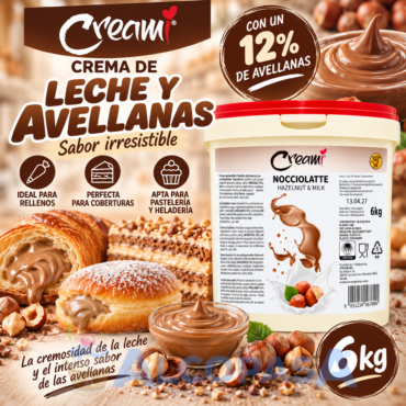CREMA DE LECHE Y AVELLANAS 12% CREAMI (CUBO 6Kg)