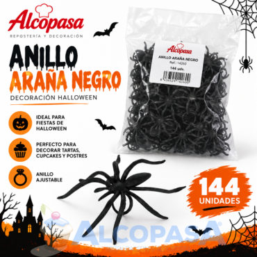 ANILLO ARAÑA NEGRO (BOLSA 144Uds)