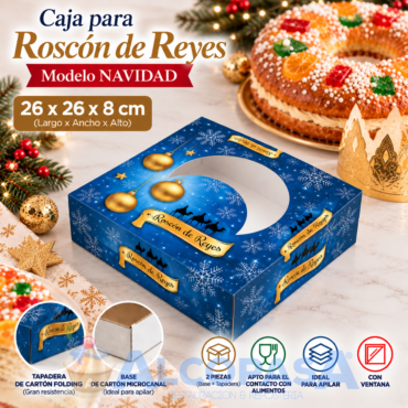 CAJA DE ROSCÓN NAVIDAD AUTO 26x26x8cm (Ud)