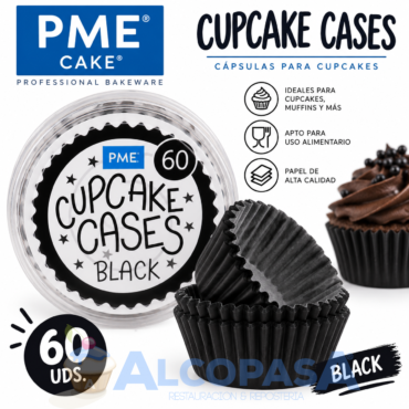CÁPSULAS CUPCAKE NEGRAS PME (BLISTER 60Uds)