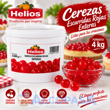 CEREZAS ESCURRIDAS ENTERAS "ROJAS" (CUBO 4Kg)