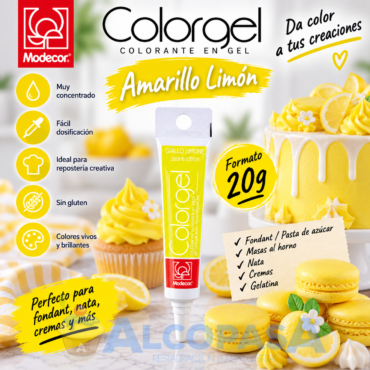 COLORANTE EN GEL AMARILLO LIMÓN (TUBO 20g)