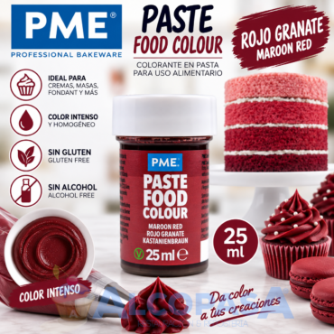 COLORANTE EN PASTA PME ROJO GRANATE (BOTE 25ml)