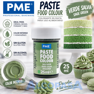COLORANTE EN PASTA PME VERDE SALVIA (BOTE 25ml)