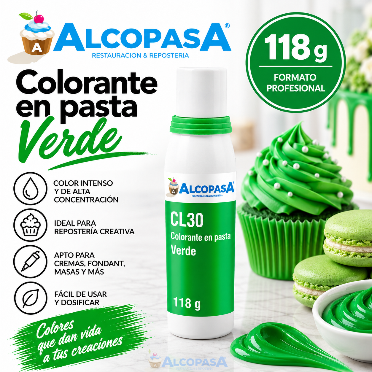 COLORANTE EN PASTA VERDE (BOTE 118g)