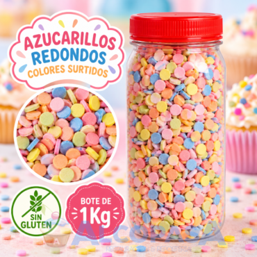 CONFETIS - AZUCARILLOS REDONDOS SURTIDOS (BOTE 1Kg)