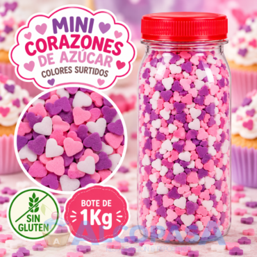 CONFETIS MINI CORAZONES SURTIDOS (BOTE 1Kg)