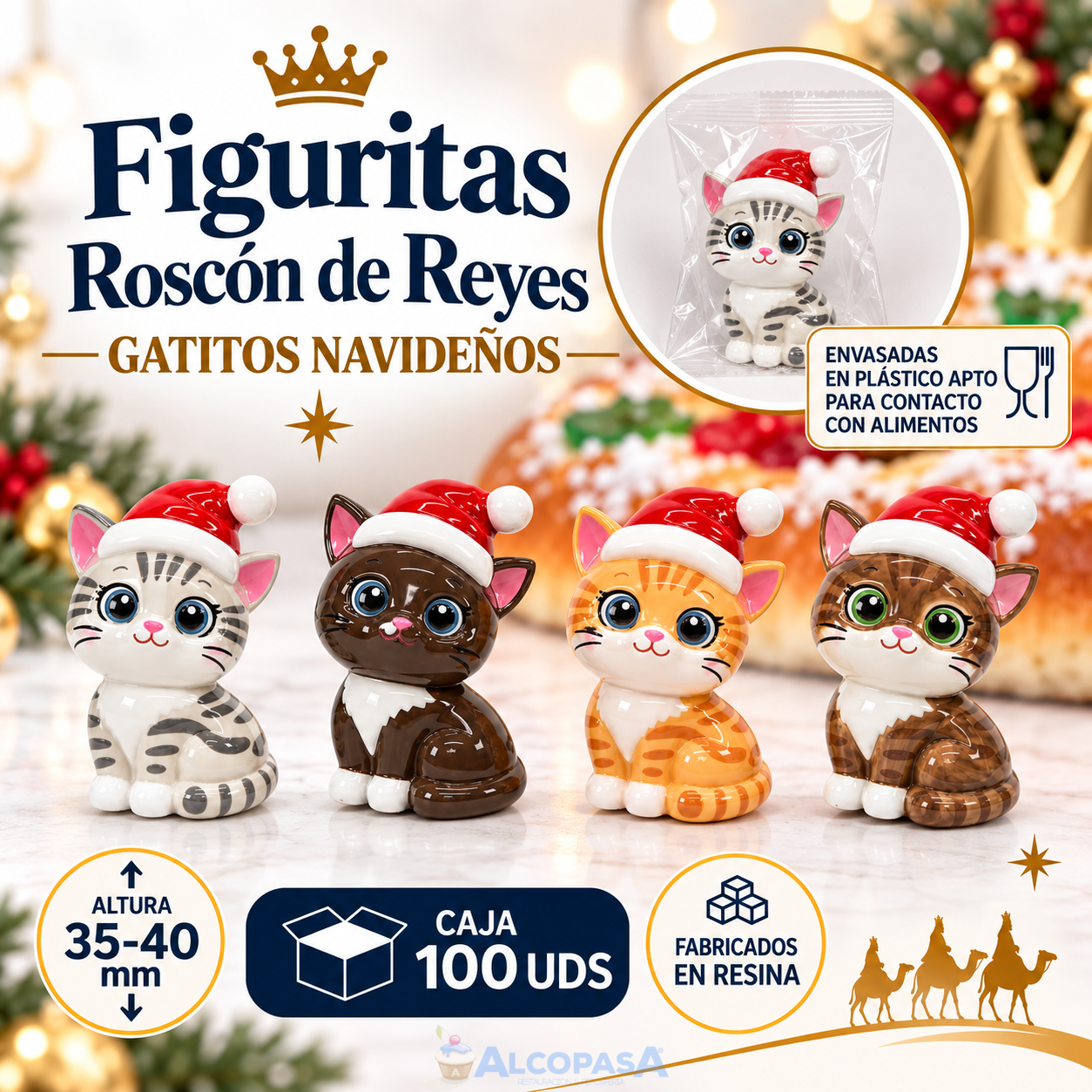 FIGURITAS ROSCÓN "GATO NAVIDEÑO" 719 (CAJA 100Uds)