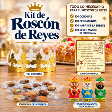 KIT ROSCO (REYES,PERGAMINOS,HABAS, CORONAS 100Uds)