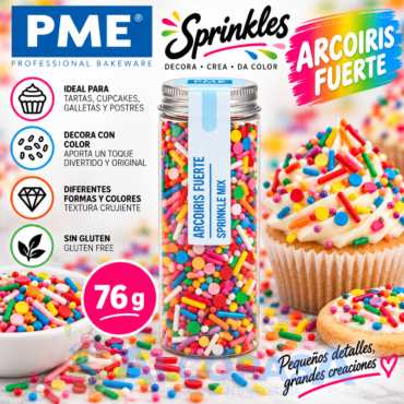MEZCLA DE SPRINKLES PME ARCOIRIS FUERTE (BOTE 76g)