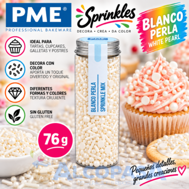 MEZCLA DE SPRINKLES PME BLANCO PERLA (BOTE 76g)