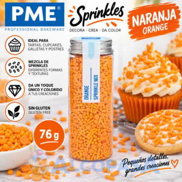 MEZCLA DE SPRINKLES PME NARANJA (BOTE 76g)