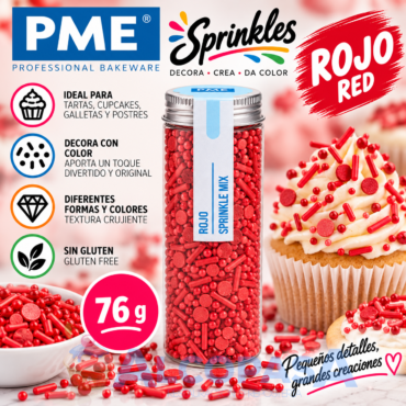 MEZCLA DE SPRINKLES PME ROJO (BOTE 76g)