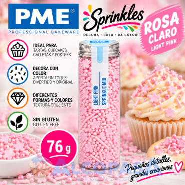 MEZCLA DE SPRINKLES PME ROSA CLARO (BOTE 76g)